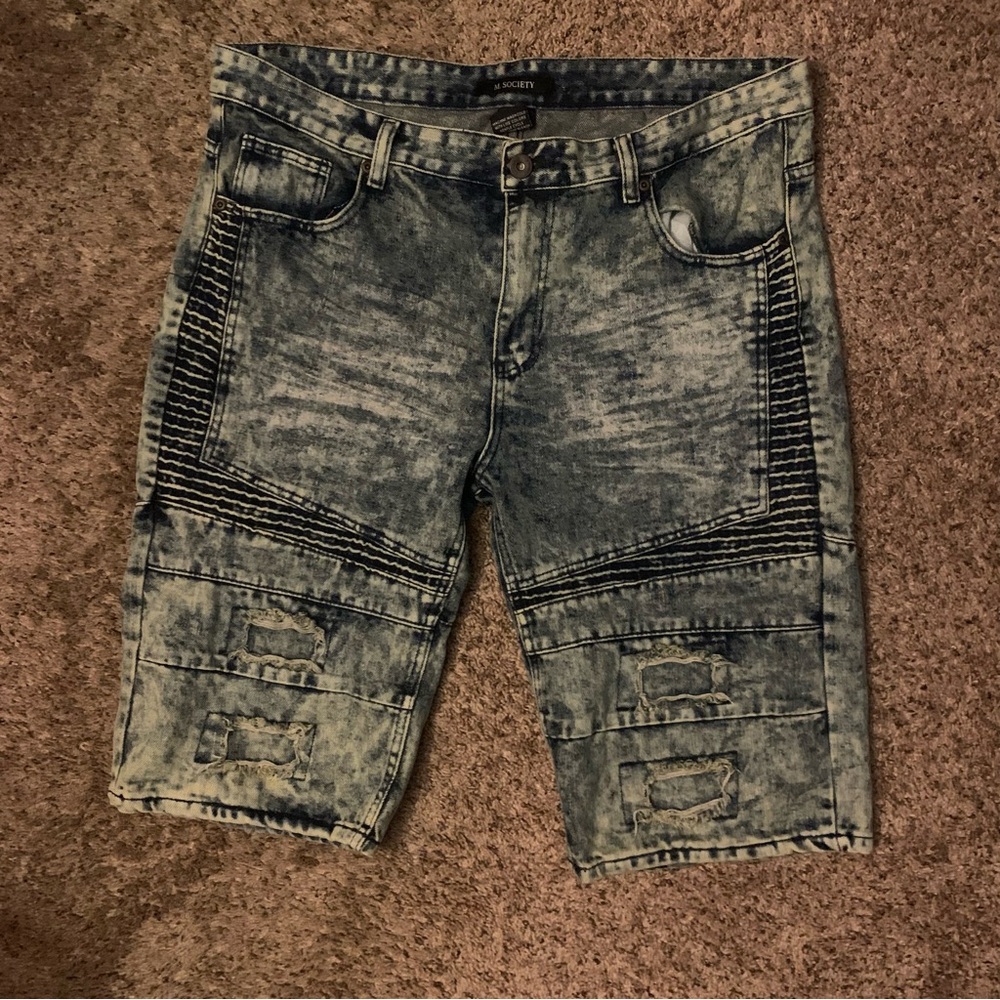 Men's Washed Denim Jean Shorts